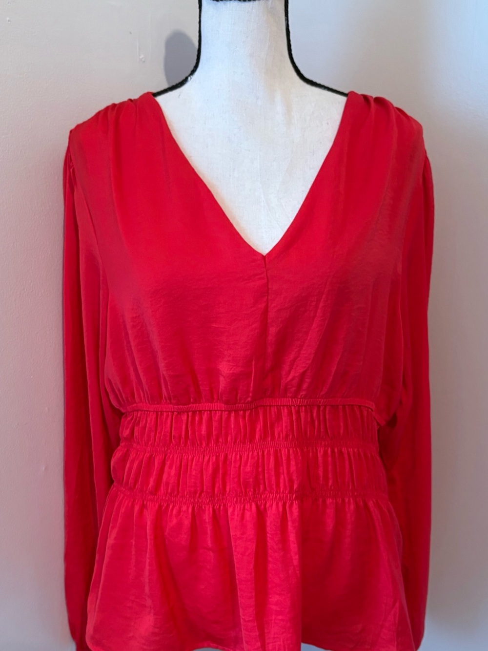 dolan Bright Cherry Red Blouse V Neck Size Medium NWOT